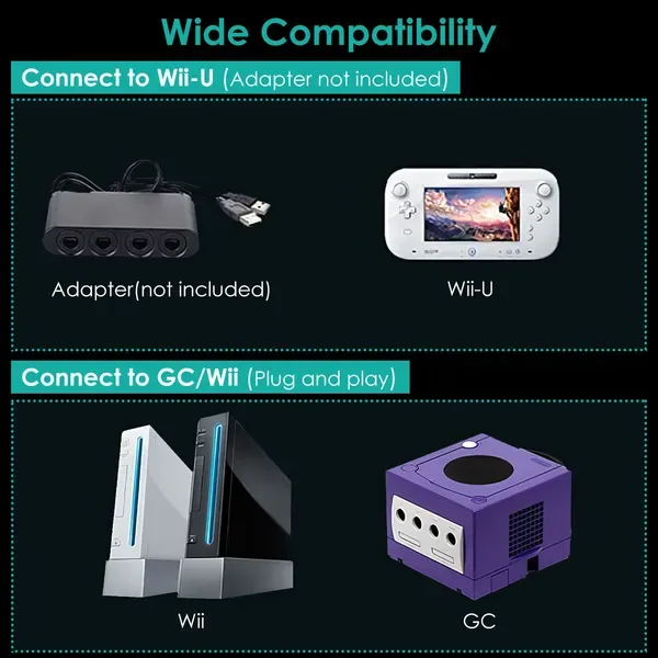 Shock Wired Game Controller Gamepad Compatible With Nintendo Wii Gamecube view 2