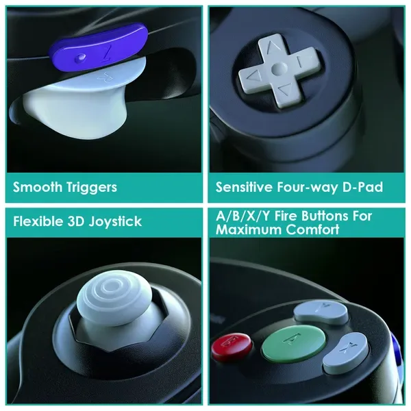 Shock Wired Game Controller Gamepad Compatible With Nintendo Wii Gamecube view 4
