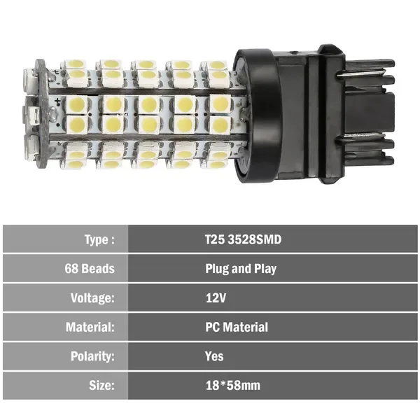 10Pcs/Kit LED Car Light Bulbs 760lm T25 3528SMD 6000K Pure White Auto Lamps Replacement view 2