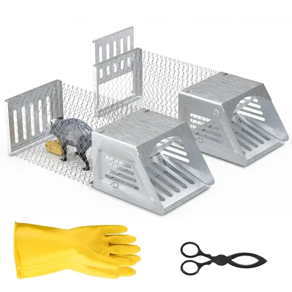 2Pcs Humane Mouse Trap Cage No Assembly Need Automatic Continuous Rat Trap With Single Way Door Reusable Catch And Release Live Cage Trap For Rodents Moles Voles Mice