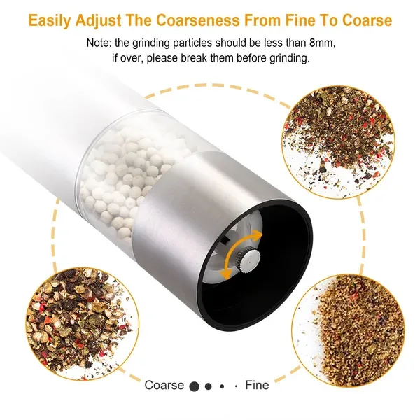 Electric Salt Pepper Grinder With Light Adjustable Coarseness Stainless Steel Salt Pepper Shaker view 3