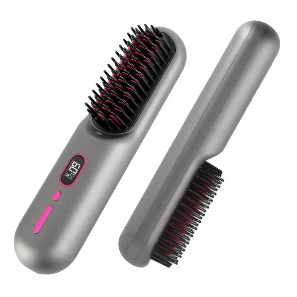 Cordless Negative Ion Hair Straightener Brush Rechargeable Mini Styling Comb With 12 Heating Levels Anti-scald 30S Preheating 30 Mins Auto view 3