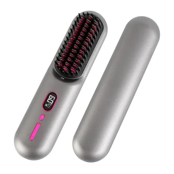 Cordless Negative Ion Hair Straightener Brush Rechargeable Mini Styling Comb With 12 Heating Levels Anti-scald 30S Preheating 30 Mins Auto view 4