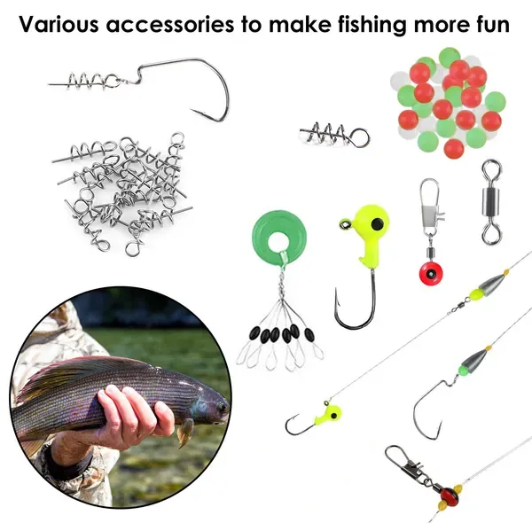 188Pcs Fishing Accessory Kit Portable Fishing Set Including Jig Hooks Sinker Weights Spoon Lure view 3
