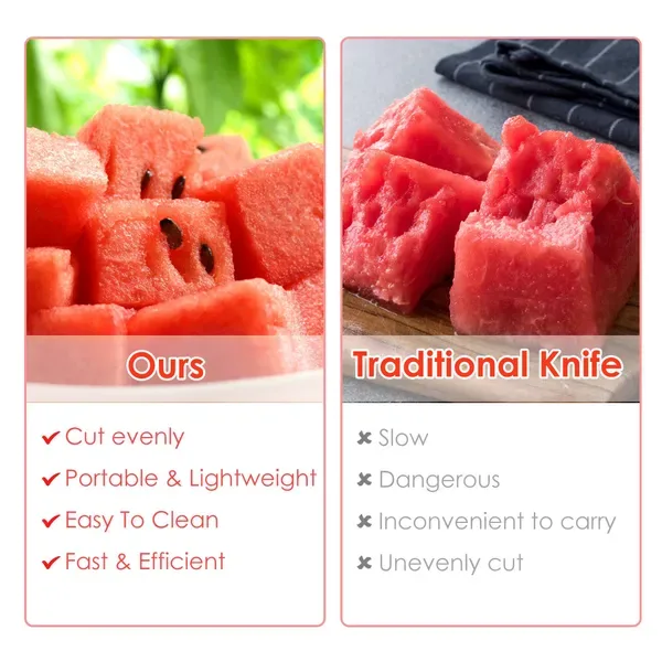 5 Pcs 2 In 1 Watermelon Cutter Slicer Fork Stainless Steel Dual Head Watermelon Fruit Cutting Fork Knife For Summer Family Gathering Friend view 3