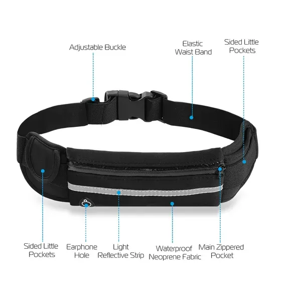 Sports Waist Bag Running Belt Pack Waterproof Adjustable Waist Pouch view 3