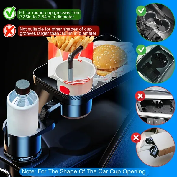 Car Cup Holder Tray 360° Rotating Car Bottle Holder Expander Adapter view 4