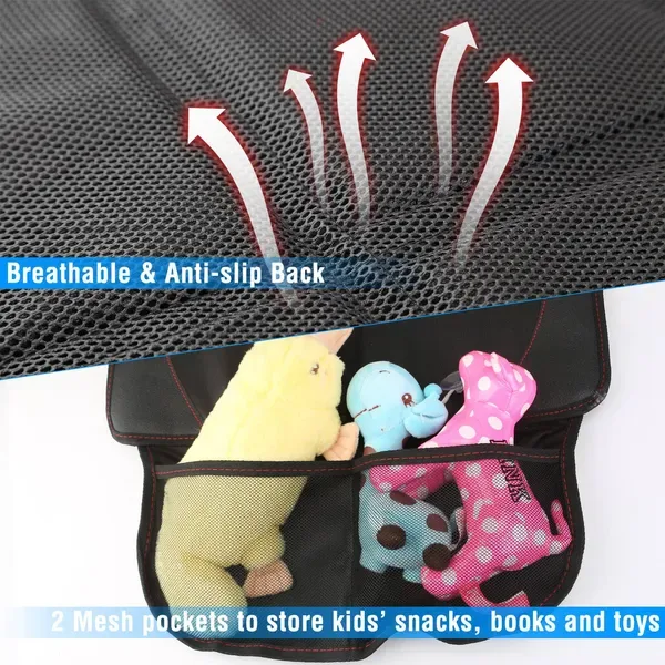 2 Packs Car Seat Protector Cushion Mat Pad With Thick Padding Protector For Child Baby Car Seat Mesh Pockets Non-slip view 3