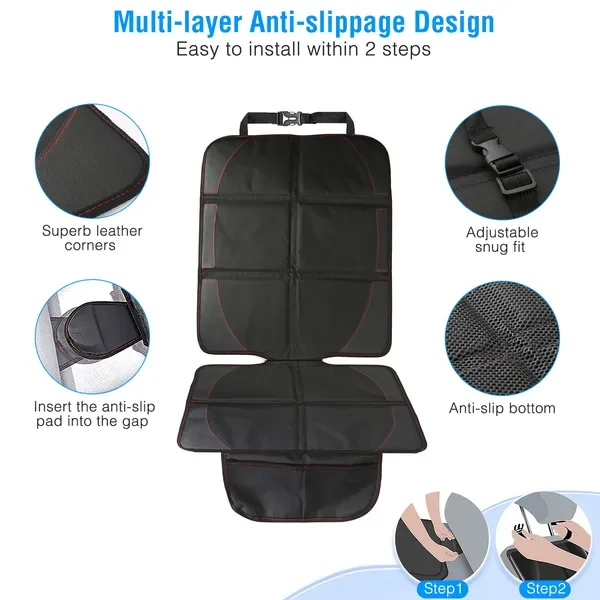 2 Packs Car Seat Protector Cushion Mat Pad With Thick Padding Protector For Child Baby Car Seat Mesh Pockets Non-slip view 4