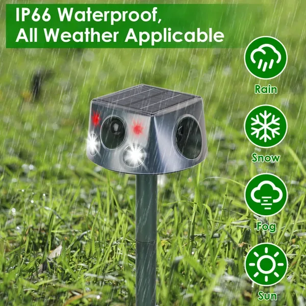 Ultrasonic Solar Animal Repeller Outdoor Mole Snake Squirrel Repellent Waterproof Bird Deer Dog Cat Deterrent With 6 Modes Motion Sensor view 4
