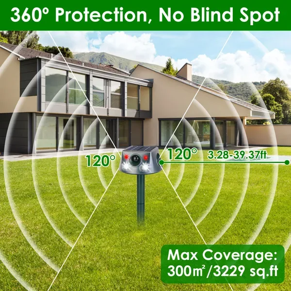 Ultrasonic Solar Animal Repeller Outdoor Mole Snake Squirrel Repellent Waterproof Bird Deer Dog Cat Deterrent With 6 Modes Motion Sensor view 3