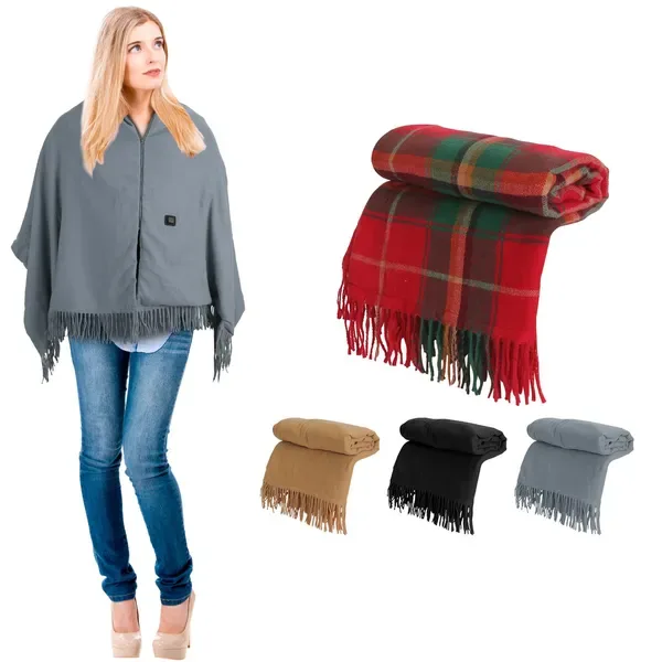 77x24 In USB Heated Shawl With Teasel Wearable Heating Blanket Electric Throw Wrap Indoor Outdoor With Zipper 3 Heating Levels Machine view 4