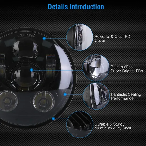 5.75 In LED Headlight Motorcycle Projector Headlamp Fit For Harley Dyna Sportster Iron 883 Street Rod Street Bob Softail Deuce Custom Super view 4