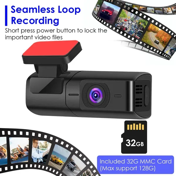 2K HD Front Dash Cam For Car With IPS Screen Night Vision Loop Recording Included 32G Storage Card 140° Wide Angle WiFi App Control Front Dashcam view 4