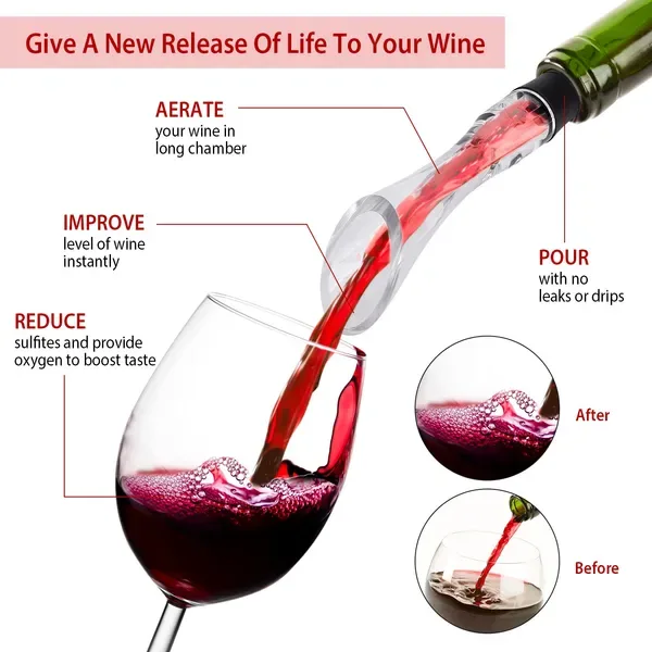 Wine Aerator Pourer Spout Decanter Spout Attachable In-Bottle Wine Drip Stopper view 2