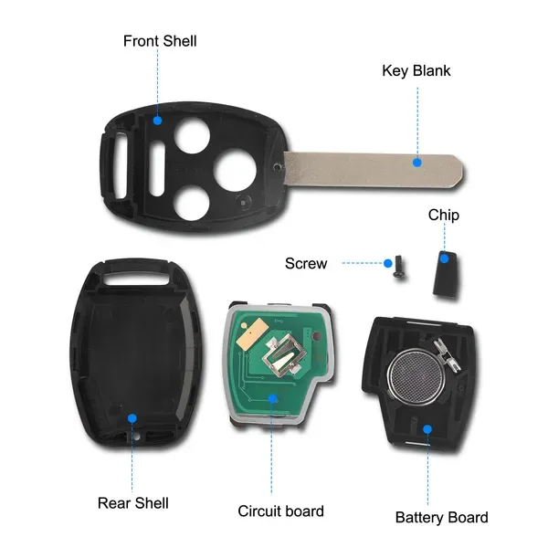 Fit For Honda Accord 2003-2007 Remote Keyless Entry Shell Button Car Key Fob Uncut Key Cover Case OUCG8D-380H-A FCCID 313.8MHz Frequency view 4