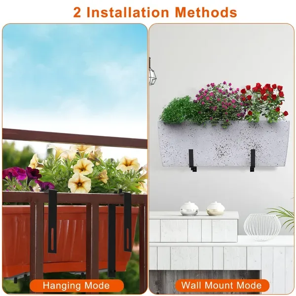 4 Pcs Adjustable Planter Box Brackets Flower Box Holders Window Boxes Planters Hooks No Drill Railing Planter Mounts For Windowsills Garden view 4