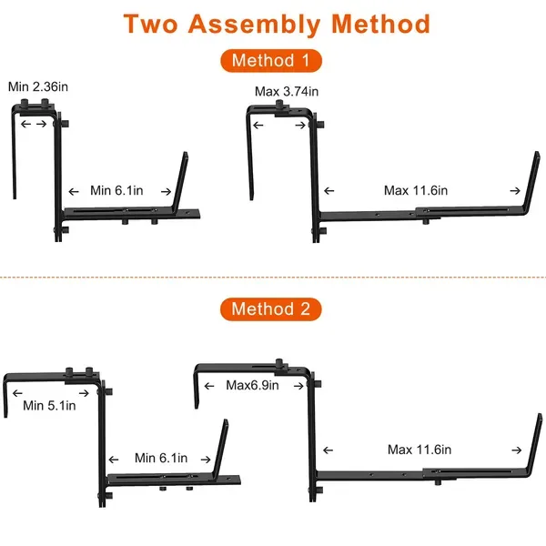 4 Pcs Adjustable Planter Box Brackets Flower Box Holders Window Boxes Planters Hooks No Drill Railing Planter Mounts For Windowsills Garden view 2