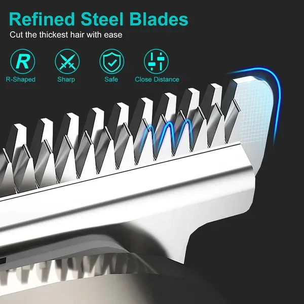 All In One Beard Trimmer For Men With 5 Trimmer Heads IPX5 Waterproof Electric Razor For Face Nose Body Beard Cordless Hair Shaver Clipper view 3