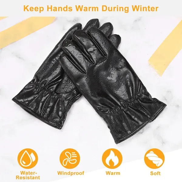 Unisex Leather Winter Warm Gloves Outdoor Windproof Soft Gloves Cycling Skiing Running Cold Winter Gloves view 4
