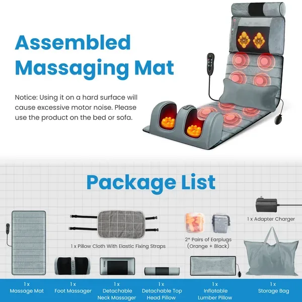 Full Body Electric Massage Mat Heating Vibration Massage Pad Cushion Back Massage Mattress Chair Pad With Neck Foot Massage Head Pillow And view 4
