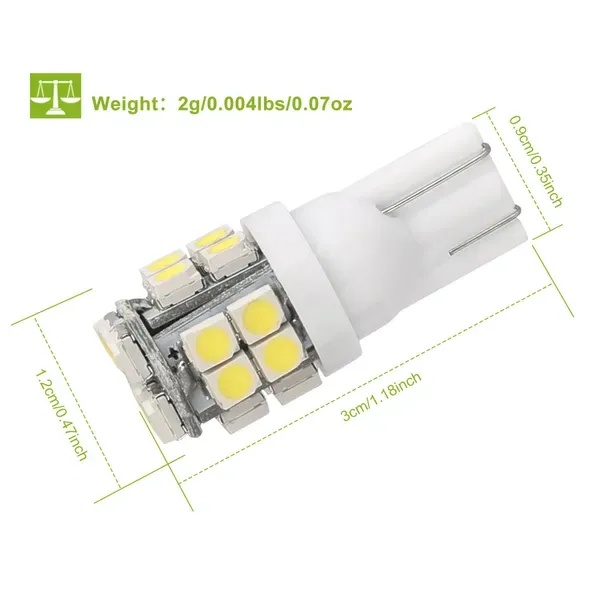 10Pcs 12V T10 LED Light Bulb Wedge Base Interior Dome Map LED Lights License Plate Trunk Side view 4