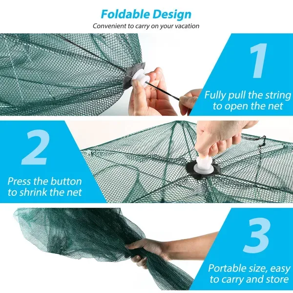 Fishing Trap Net Portable Folded Fishing Bait Trap Shrimp Minnow Crab Bait Net view 3