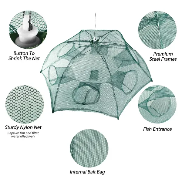 Fishing Trap Net Portable Folded Fishing Bait Trap Shrimp Minnow Crab Bait Net view 2