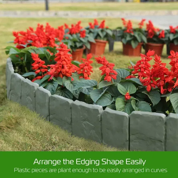 20 PCS Cobbled Stone Effect Plastic Garden Lawn Border Edging view 4