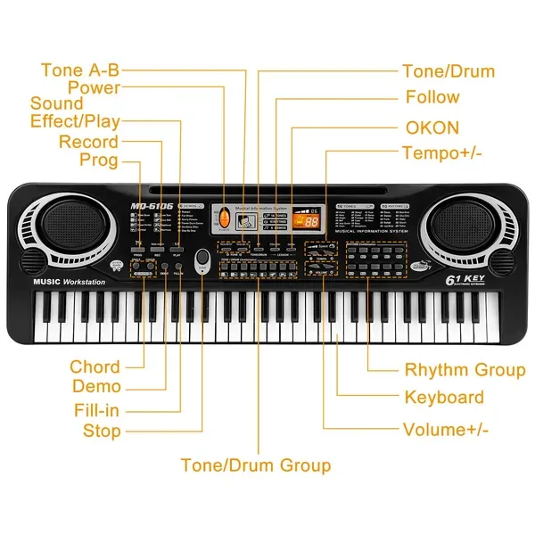 61 Keys Digital Music Electronic Keyboard Electric Piano Musical Instrument Kids Learning Keyboard view 2