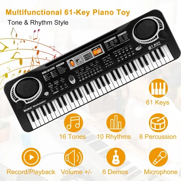 61 Keys Digital Music Electronic Keyboard Electric Piano Musical Instrument Kids Learning Keyboard view 4