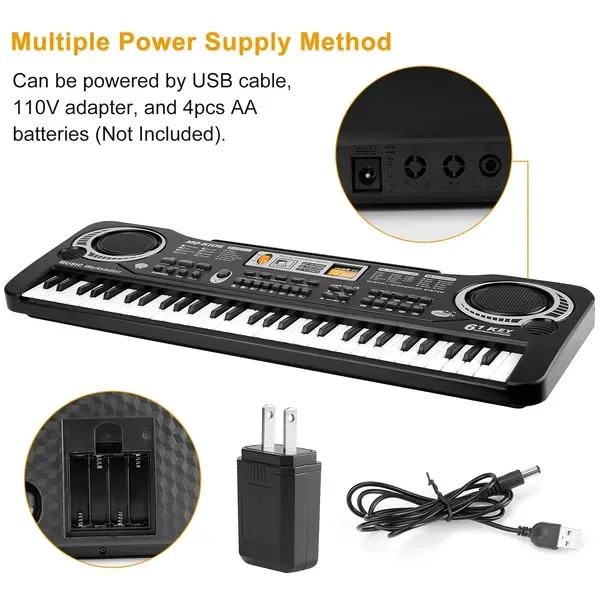 61 Keys Digital Music Electronic Keyboard Electric Piano Musical Instrument Kids Learning Keyboard view 3