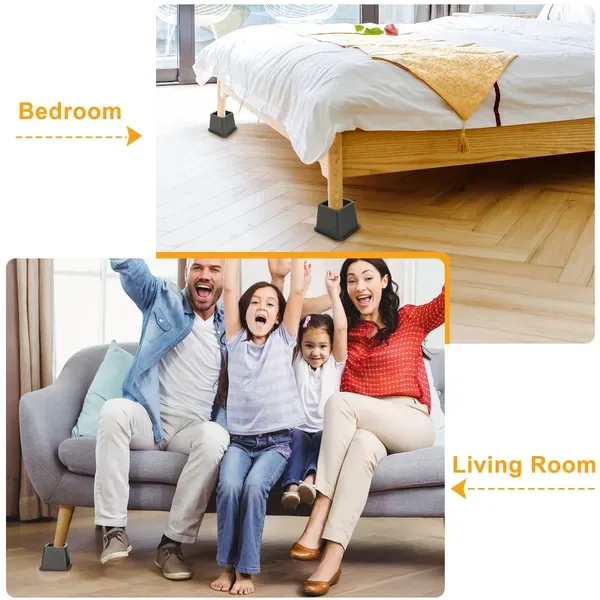 8 Pcs Furniture Risers 500kg 1100lbs Capacity Bed Lifters Adjustable Couch Table Chair Risers view 3