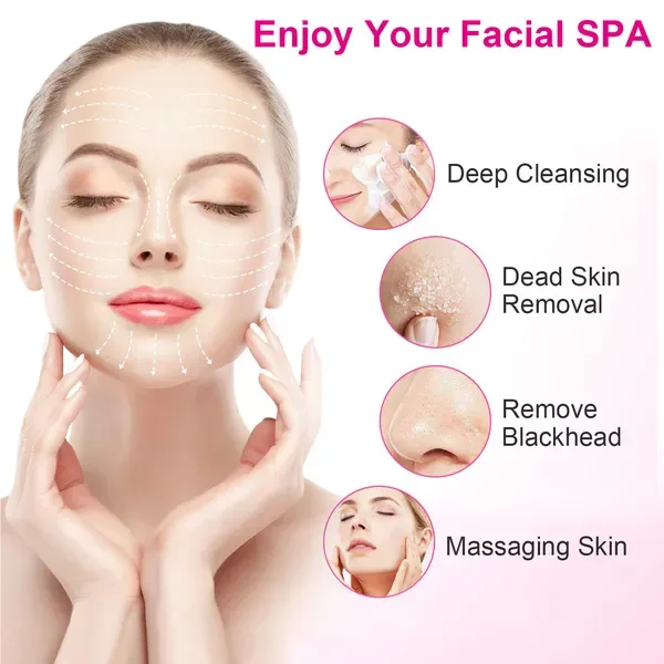Waterproof Facial Cleansing Brush Face Spin Cleaning Brush Scrubber With 5 Brush Heads For Women view 4