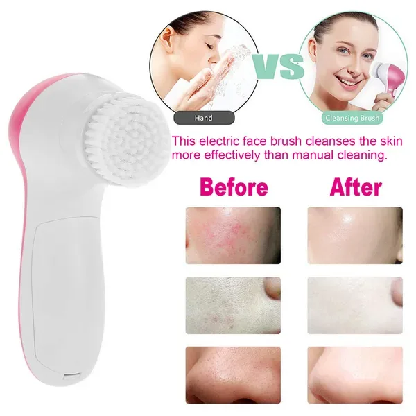Waterproof Facial Cleansing Brush Face Spin Cleaning Brush Scrubber With 5 Brush Heads For Women view 3