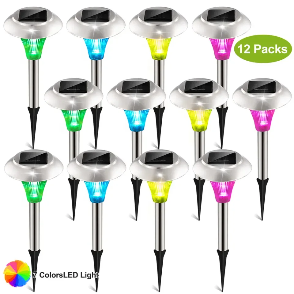 12 Packs Solar Garden Lights Outdoor IP44 Waterproof Solar Pathway Lights Color Changing Landscape Lamps view 3