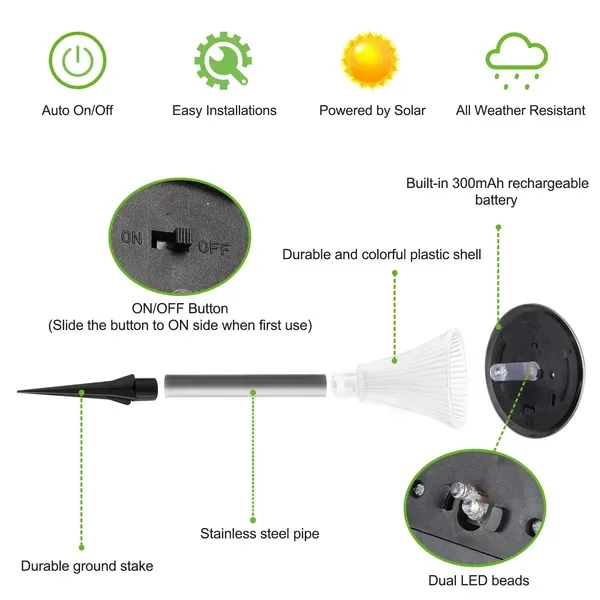 4 Packs Solar Garden Lights Outdoor IP44 Waterproof Solar Pathway Lights Color Changing Landscape Lamps view 4