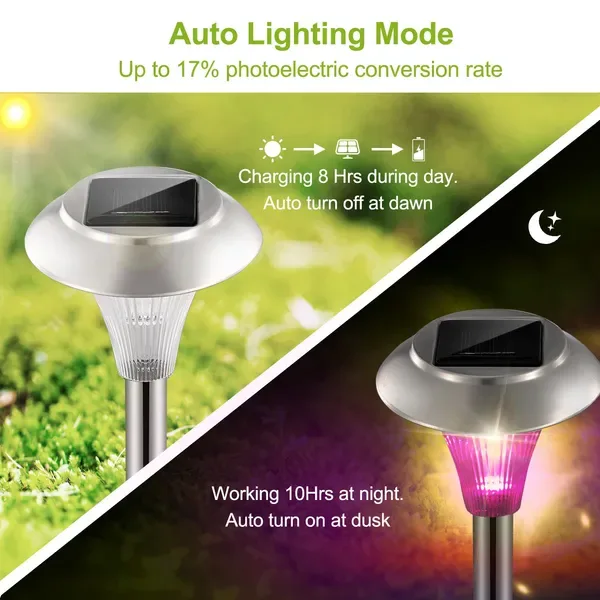 4 Packs Solar Garden Lights Outdoor IP44 Waterproof Solar Pathway Lights Color Changing Landscape Lamps view 2