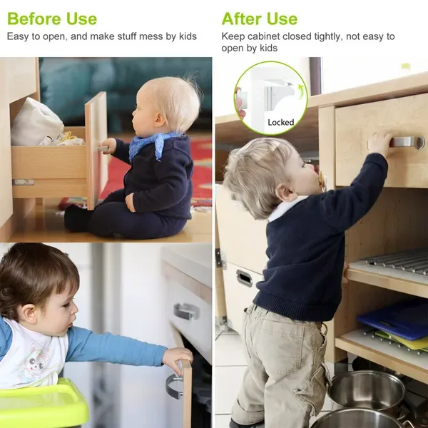 4Pcs Magnetic Cabinet Locks Child Safety Drawer Locks Adhesive Baby Proof Cabinets Latches Kit view 3