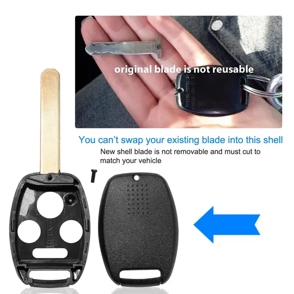 2Pcs Keyless Entry Remote Shell Case Fit For Honda Accord 2008-2012 Car Key Fob Pad Replacement view 3