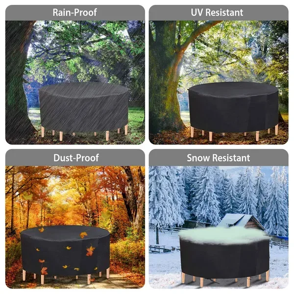 Circular Table Cover UV Water Resistant Outdoor Furniture Protector For Small Round Table Chairs Set view 3