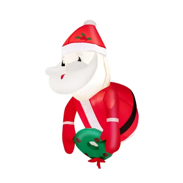3.3FT Inflatable Window Santa & Wreath: 2 Internal LED Lights, 3 Suction Cups + 1 Rope, 45s Inflation view 4