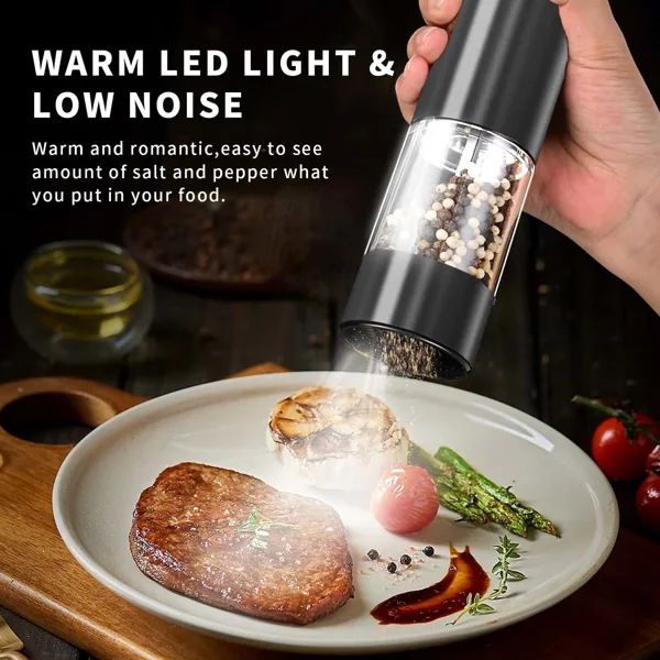 2 Sets Of Electric Salt And Pepper Grinders - Battery-powered, Adjustable For Grinding Fineness, Suitable For Home Kitchens, Made Of Durable view 4