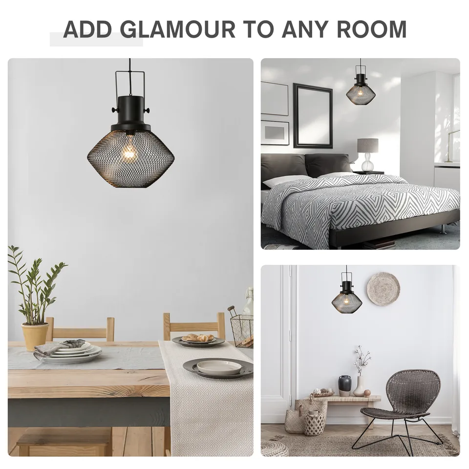 Industrial Pendant Light Fixtures with Adjustable Hanging Chain, Black view 3