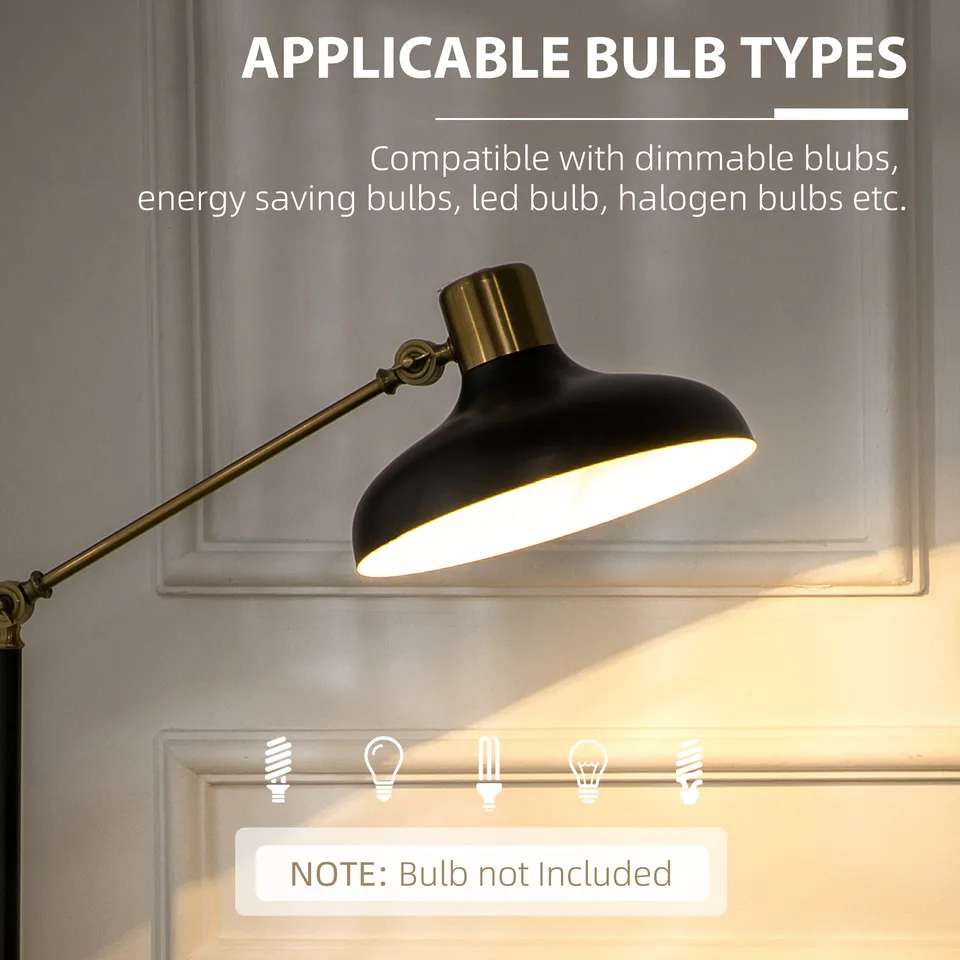 Adjustable Floor Lamps for Living Room, Standing Lamp for Bedroom with Balance Arm, Tall Black and Gold Lamp view 2