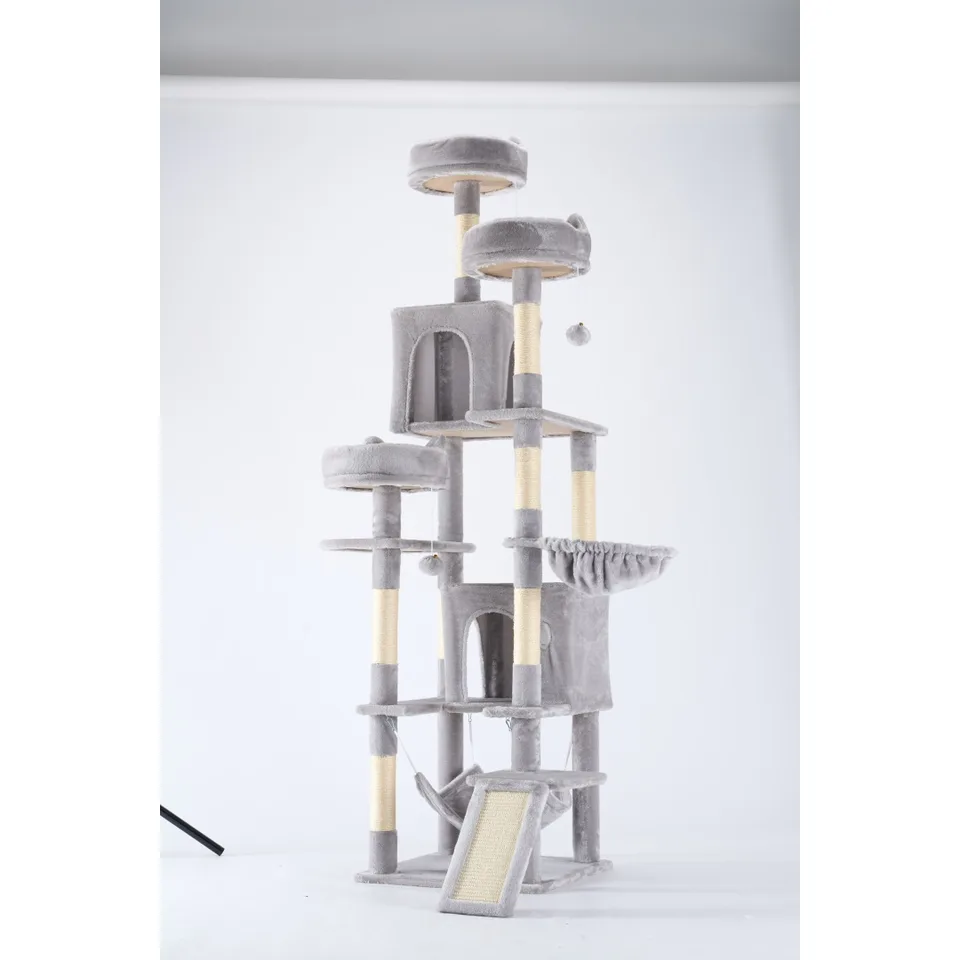 Cat Tree Tower, 65-inch Large Cat Tree, With Hammocks And Scratch Columns, A Comfortable And Fun Cat Jumping Platform Space view 2