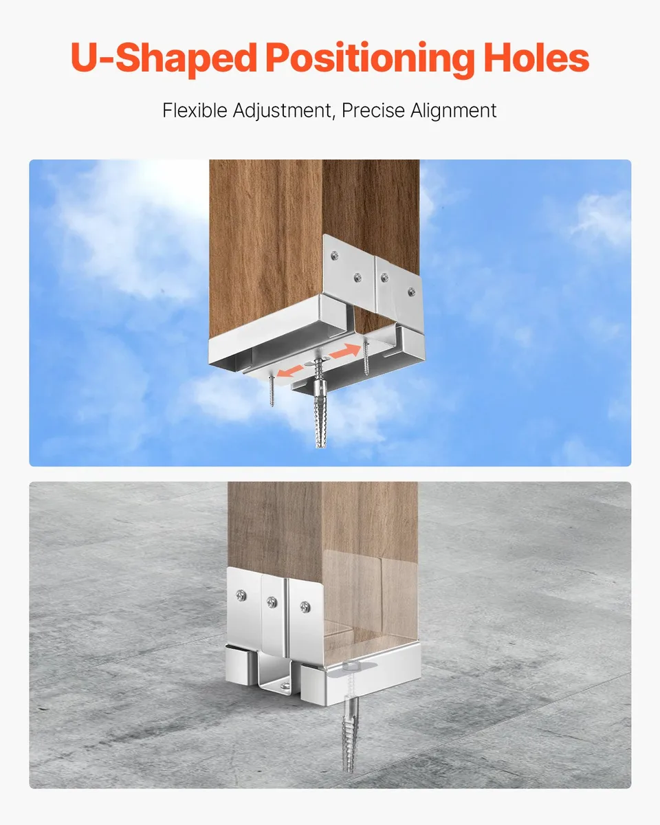 1 Pack 4x4 Post Base Bracket Post Anchor For Concrete Inner Size 3.53x3.56 In view 3