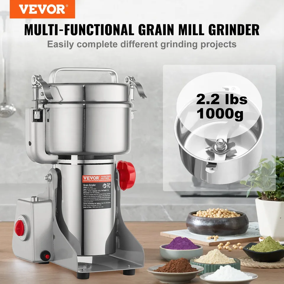 1000g Commercial Spice Grinder Electric Grain Mill Grinder High Speed view 2