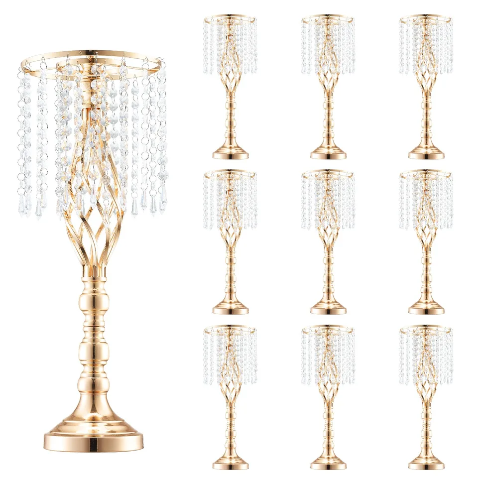 10PCS 55cm/21.65” Tall Crystal Wedding Flower Stand Vase For Party Decor view 2