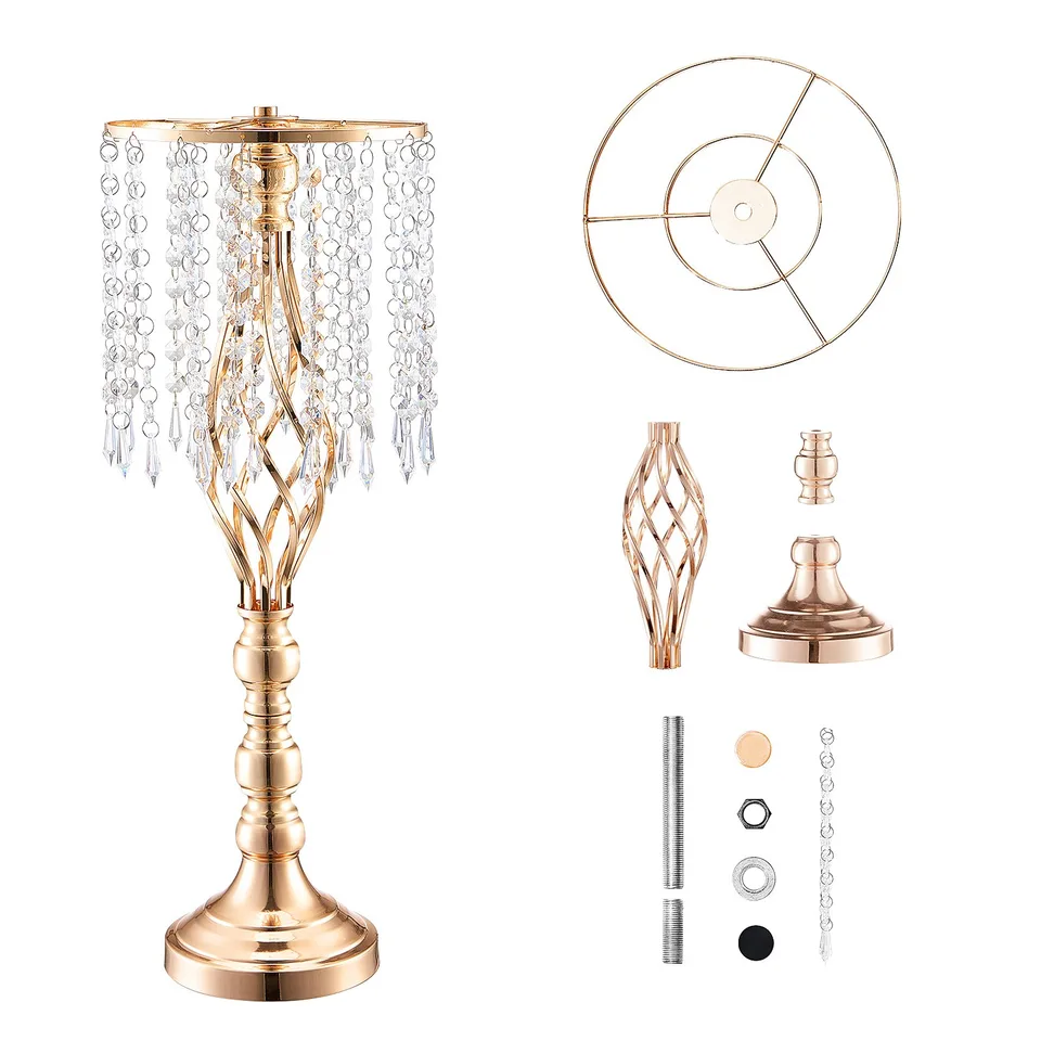 10PCS 55cm/21.65” Tall Crystal Wedding Flower Stand Vase For Party Decor view 4